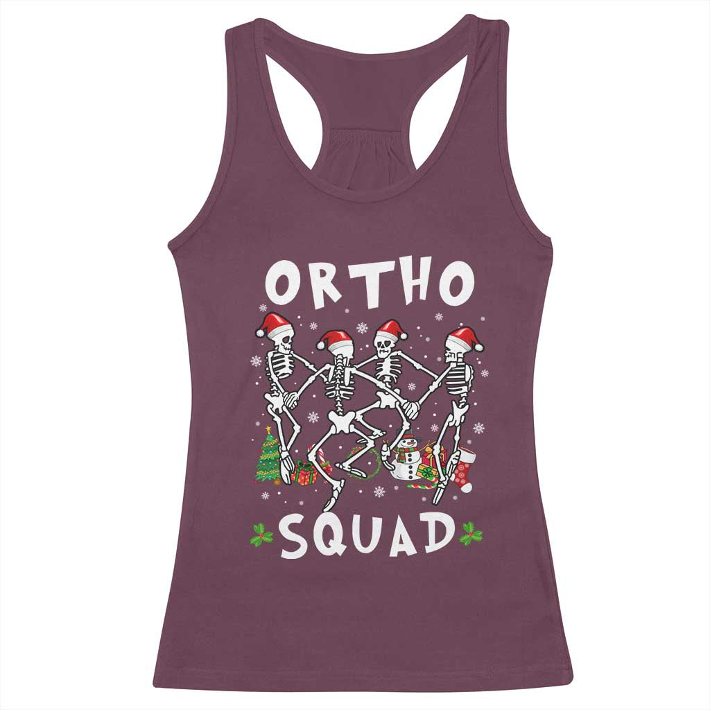 Funny Christmas Ortho Nurse Racerback Tank Top Xmas Dancing Skeleton Orthopedics PICU Icu Nurse Rn Crew TS10 Maroon Print Your Wear