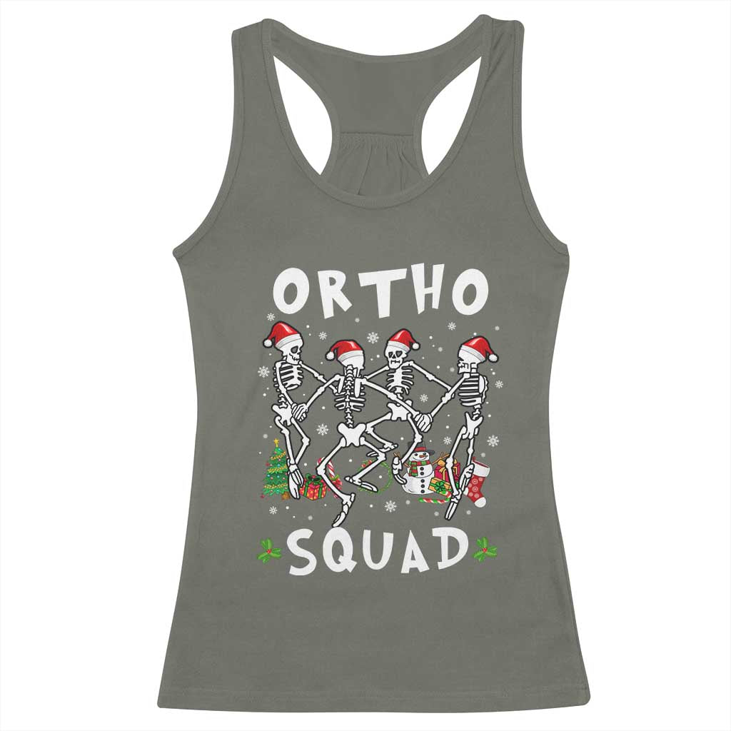 Funny Christmas Ortho Nurse Racerback Tank Top Xmas Dancing Skeleton Orthopedics PICU Icu Nurse Rn Crew TS10 Military Green Print Your Wear