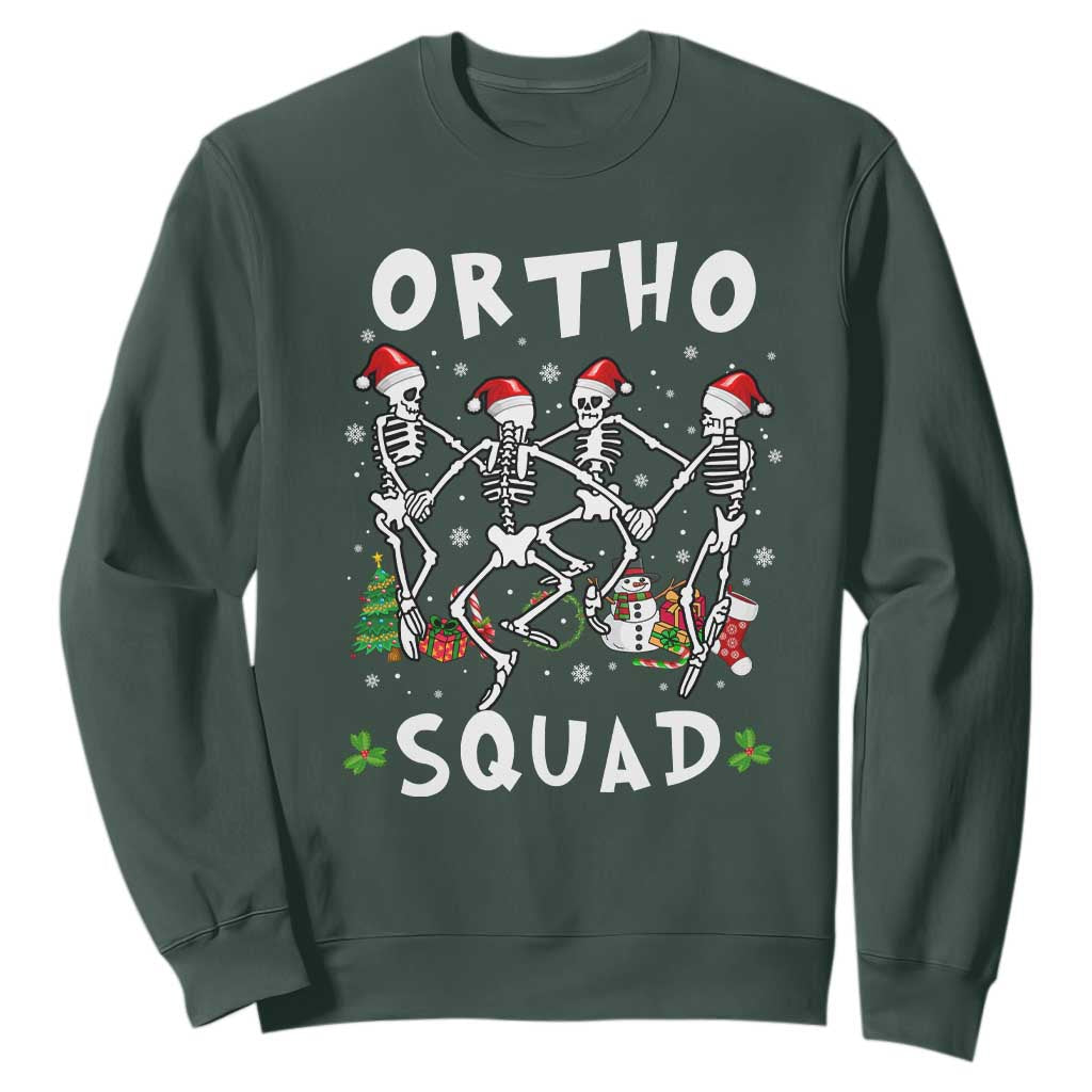 Funny Christmas Ortho Nurse Sweatshirt Xmas Dancing Skeleton Orthopedics PICU Icu Nurse Rn Crew TS10 Dark Forest Green Print Your Wear