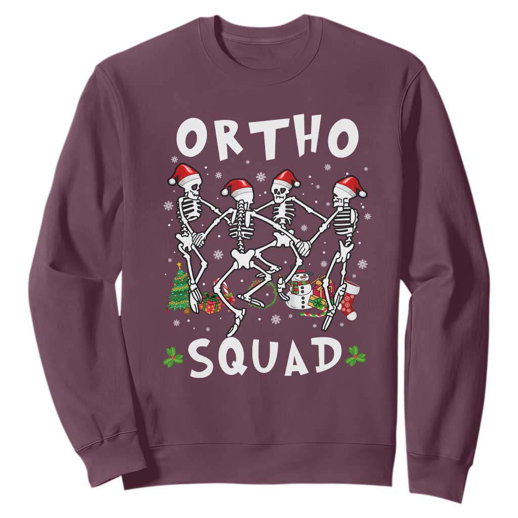 Funny Christmas Ortho Nurse Sweatshirt Xmas Dancing Skeleton Orthopedics PICU Icu Nurse Rn Crew TS10 Maroon Print Your Wear