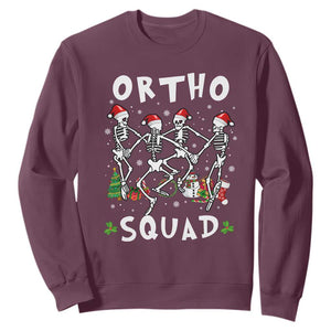 Funny Christmas Ortho Nurse Sweatshirt Xmas Dancing Skeleton Orthopedics PICU Icu Nurse Rn Crew TS10 Maroon Print Your Wear