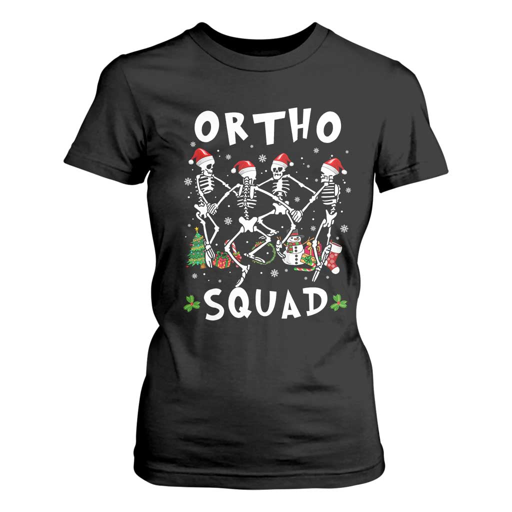 Funny Christmas Ortho Nurse T Shirt For Women Xmas Dancing Skeleton Orthopedics PICU Icu Nurse Rn Crew TS10 Black Print Your Wear