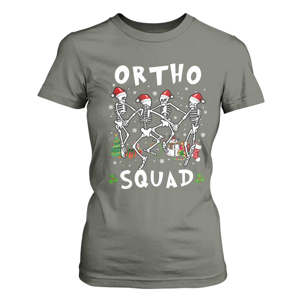 Funny Christmas Ortho Nurse T Shirt For Women Xmas Dancing Skeleton Orthopedics PICU Icu Nurse Rn Crew TS10 Military Green Print Your Wear