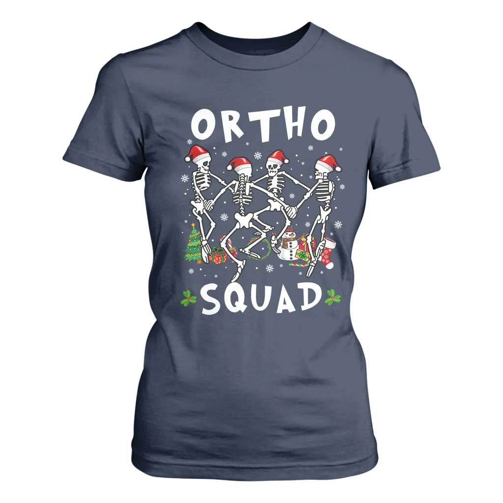 Funny Christmas Ortho Nurse T Shirt For Women Xmas Dancing Skeleton Orthopedics PICU Icu Nurse Rn Crew TS10 Navy Print Your Wear