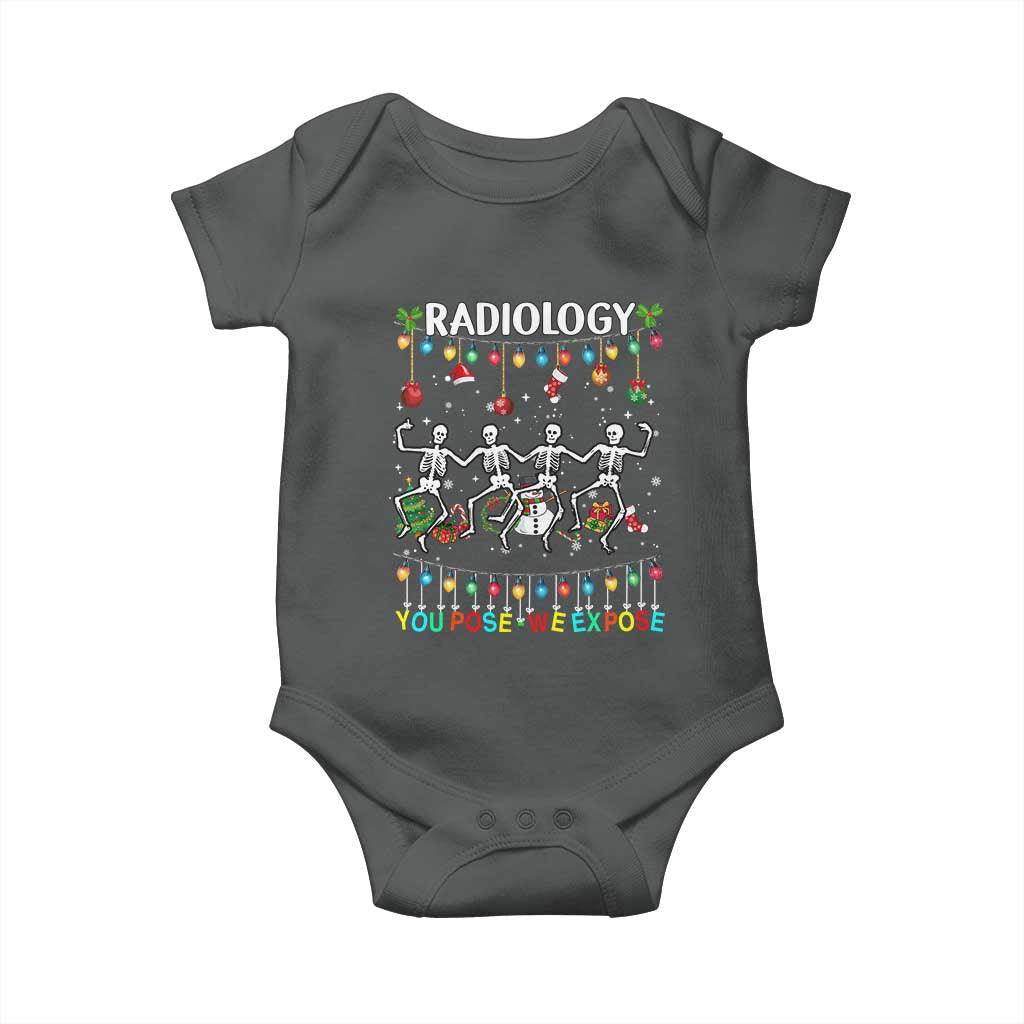 Christmas Radiologic Technologist Baby Onesie Radiology You Pose We Expose Dancing Skeletons Dance Xray Rad Tech TS10 Dark Heather Print Your Wear
