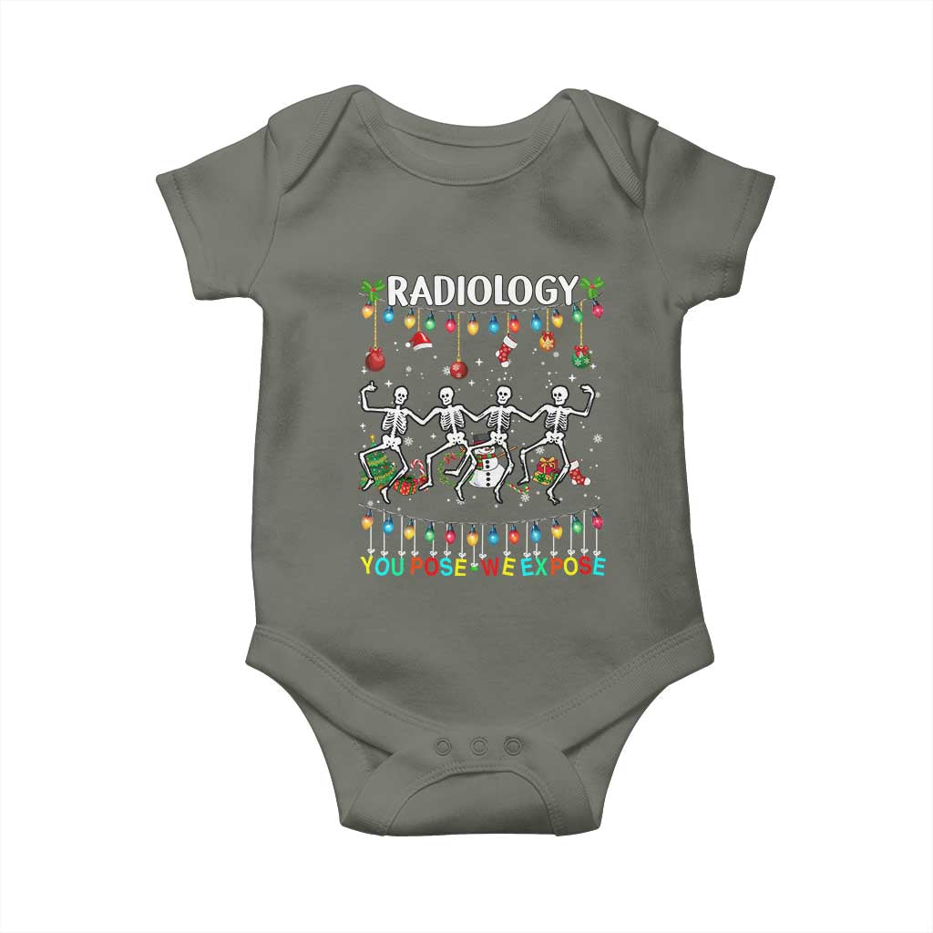Christmas Radiologic Technologist Baby Onesie Radiology You Pose We Expose Dancing Skeletons Dance Xray Rad Tech TS10 Military Green Print Your Wear