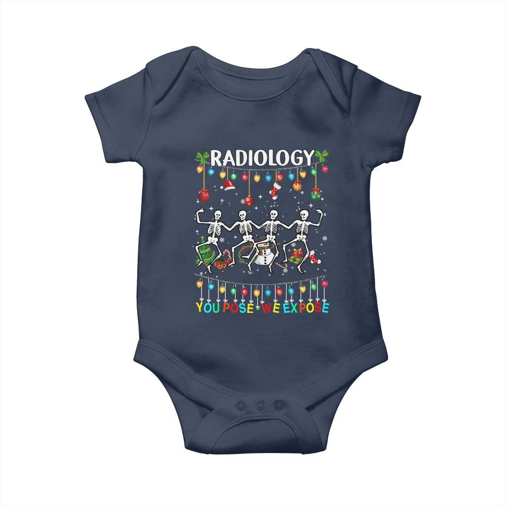 Christmas Radiologic Technologist Baby Onesie Radiology You Pose We Expose Dancing Skeletons Dance Xray Rad Tech TS10 Navy Print Your Wear