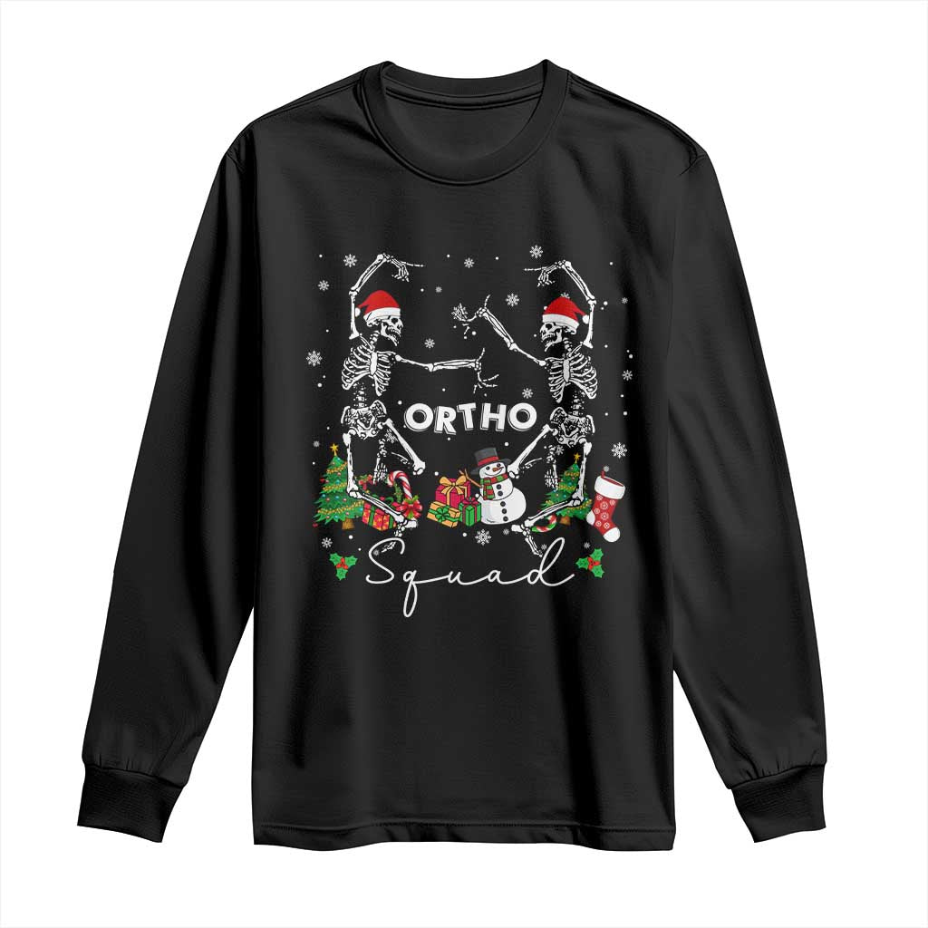 Funny Christmas Nurse Long Sleeve Shirt Ortho Squad Dancing Skeleton Orthopedics PICU Icu Nurse Rn Crew TS10 Black Print Your Wear