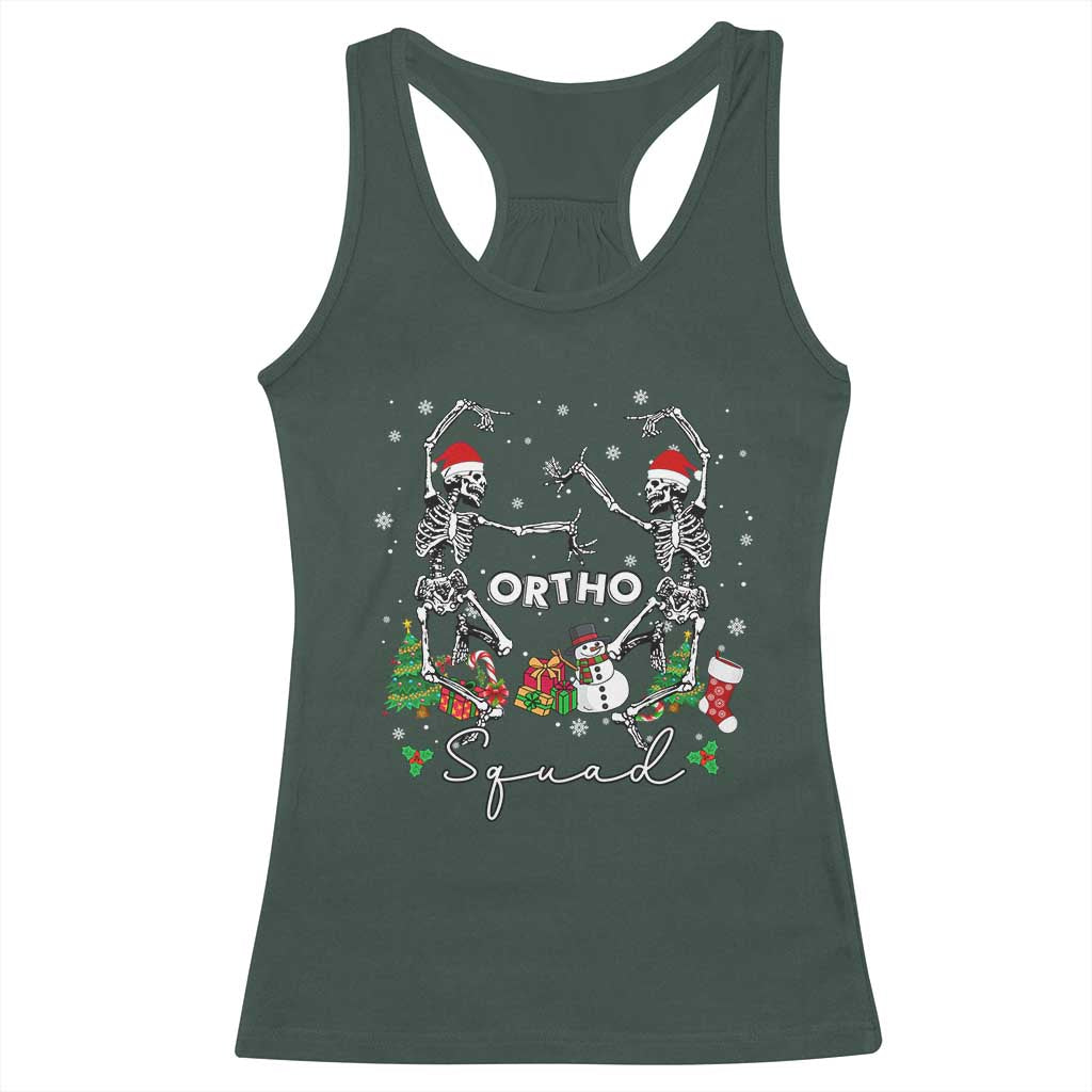 Funny Christmas Nurse Racerback Tank Top Ortho Squad Dancing Skeleton Orthopedics PICU Icu Nurse Rn Crew TS10 Dark Forest Green Print Your Wear