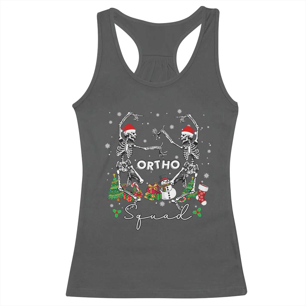 Funny Christmas Nurse Racerback Tank Top Ortho Squad Dancing Skeleton Orthopedics PICU Icu Nurse Rn Crew TS10 Dark Heather Print Your Wear