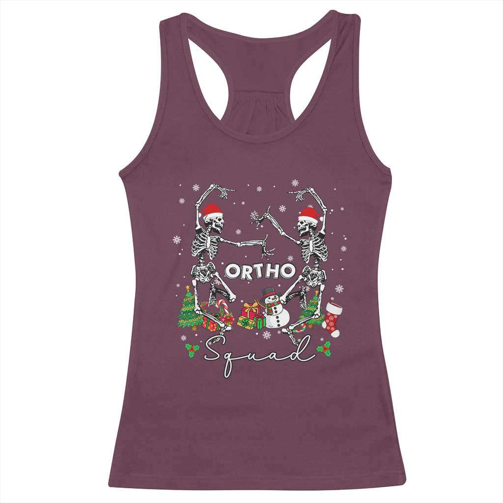 Funny Christmas Nurse Racerback Tank Top Ortho Squad Dancing Skeleton Orthopedics PICU Icu Nurse Rn Crew TS10 Maroon Print Your Wear