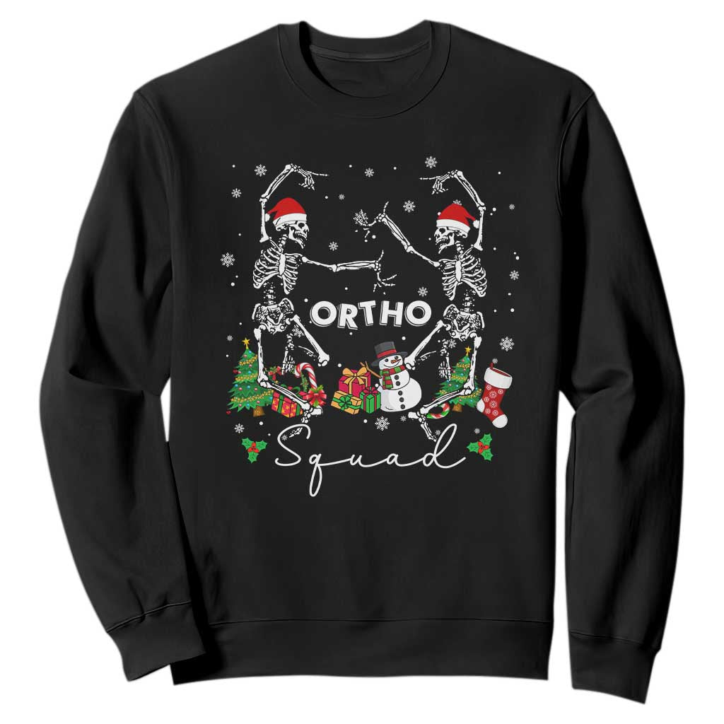 Funny Christmas Nurse Sweatshirt Ortho Squad Dancing Skeleton Orthopedics PICU Icu Nurse Rn Crew TS10 Black Print Your Wear