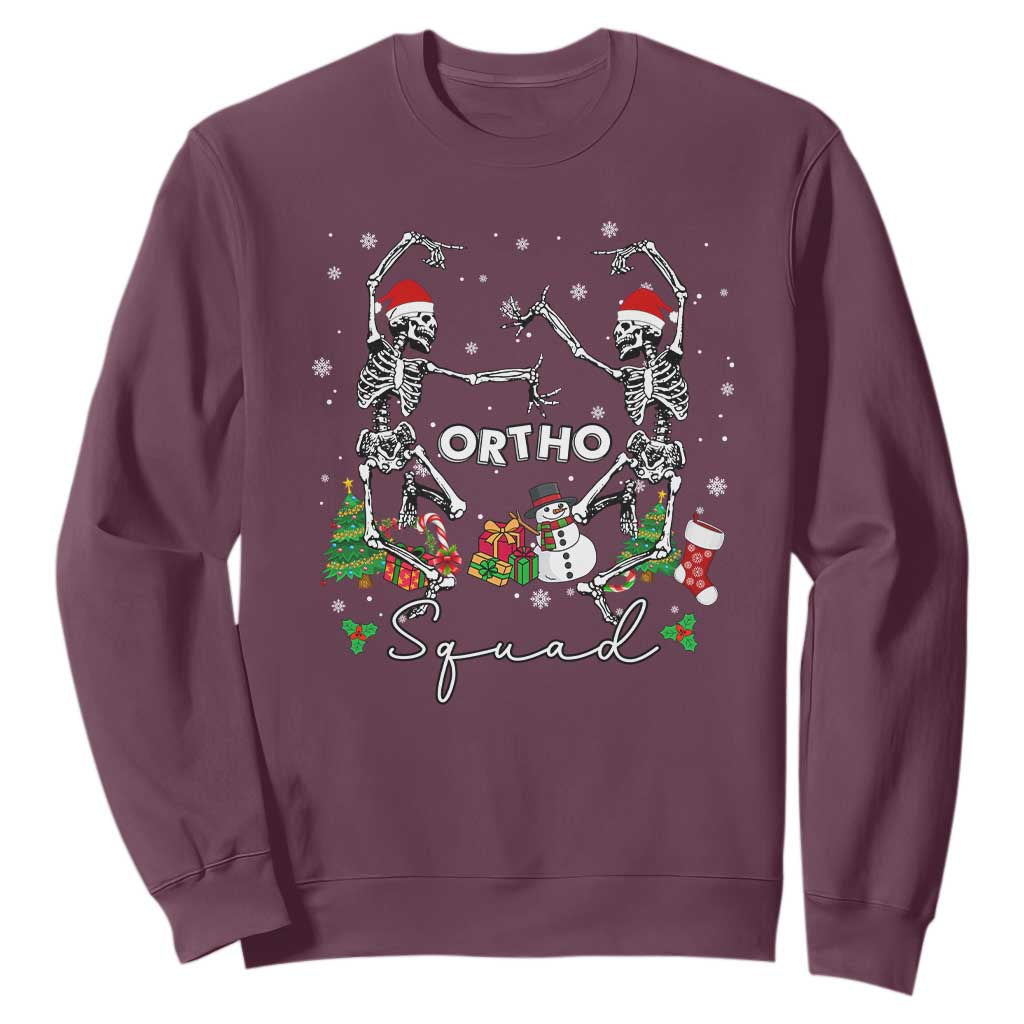 Funny Christmas Nurse Sweatshirt Ortho Squad Dancing Skeleton Orthopedics PICU Icu Nurse Rn Crew TS10 Maroon Print Your Wear