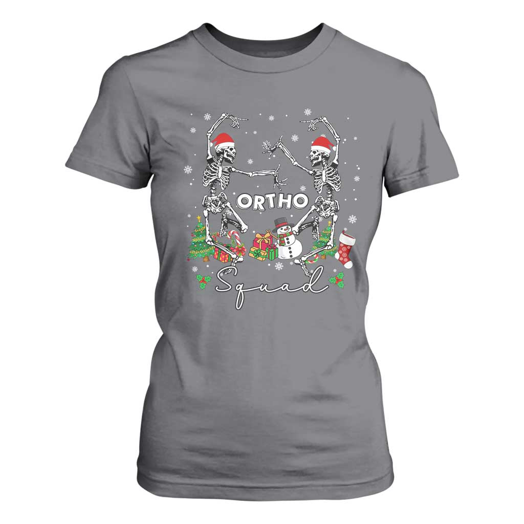 Funny Christmas Nurse T Shirt For Women Ortho Squad Dancing Skeleton Orthopedics PICU Icu Nurse Rn Crew TS10 Charcoal Print Your Wear