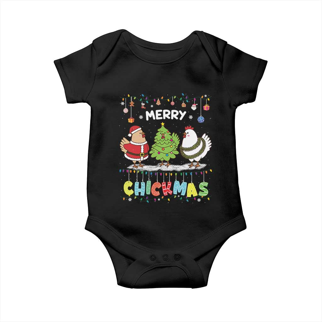 Christmas Chickens Baby Onesie Lover Gift Farm Gift Merry Chickmas TS10 Black Print Your Wear