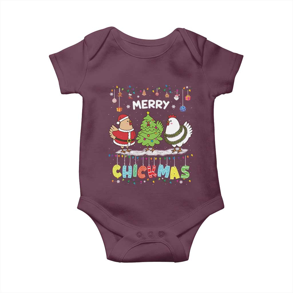 Christmas Chickens Baby Onesie Lover Gift Farm Gift Merry Chickmas TS10 Maroon Print Your Wear