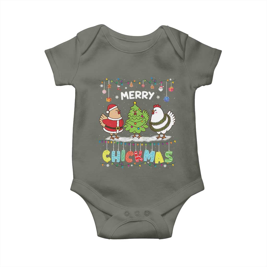 Christmas Chickens Baby Onesie Lover Gift Farm Gift Merry Chickmas TS10 Military Green Print Your Wear