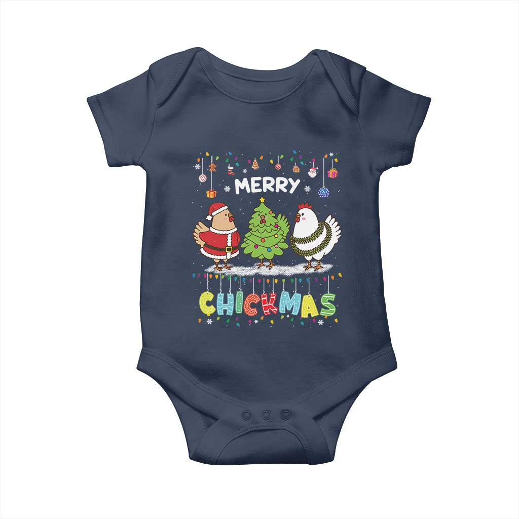 Christmas Chickens Baby Onesie Lover Gift Farm Gift Merry Chickmas TS10 Navy Print Your Wear