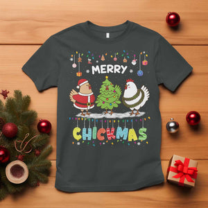 Christmas Chickens T Shirt Lover Gift Farm Gift Merry Chickmas TS10 Dark Heather Print Your Wear