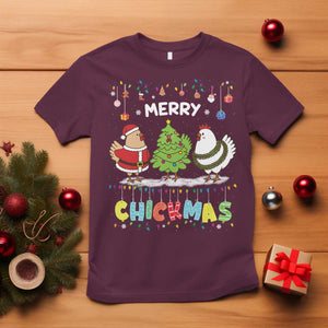 Christmas Chickens T Shirt Lover Gift Farm Gift Merry Chickmas TS10 Maroon Print Your Wear
