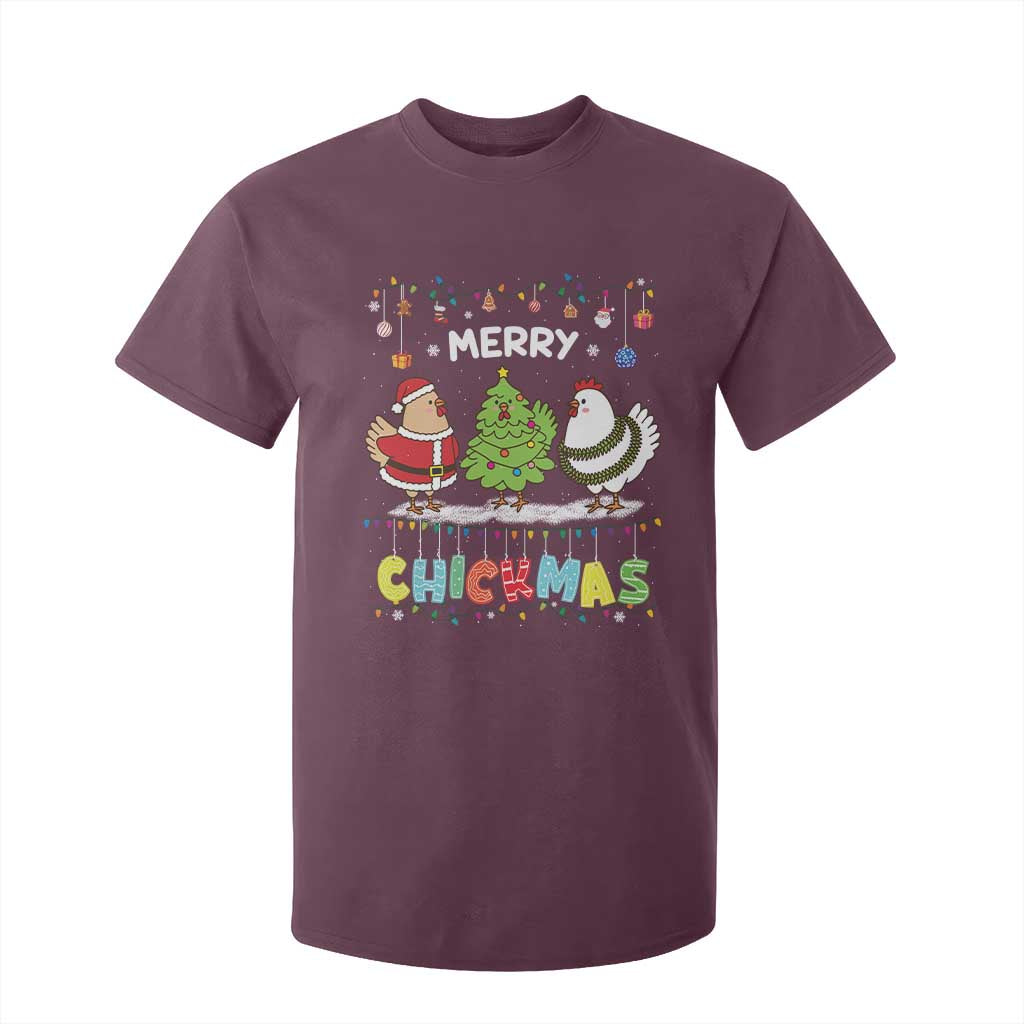 Christmas Chickens T Shirt For Kid Lover Gift Farm Gift Merry Chickmas TS10 Maroon Print Your Wear