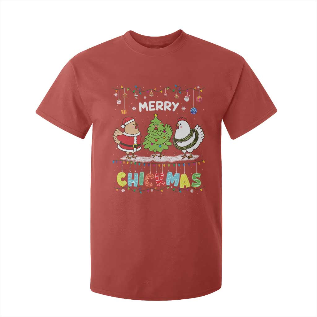 Christmas Chickens T Shirt For Kid Lover Gift Farm Gift Merry Chickmas TS10 Red Print Your Wear