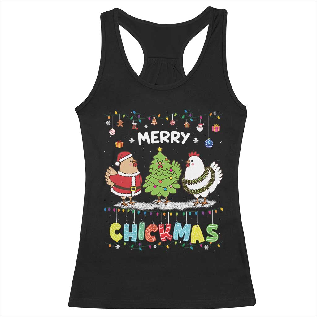 Christmas Chickens Racerback Tank Top Lover Gift Farm Gift Merry Chickmas TS10 Black Print Your Wear