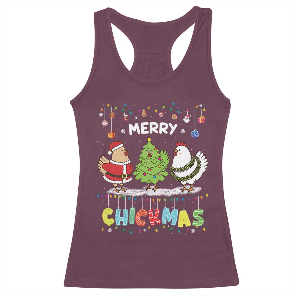 Christmas Chickens Racerback Tank Top Lover Gift Farm Gift Merry Chickmas TS10 Maroon Print Your Wear