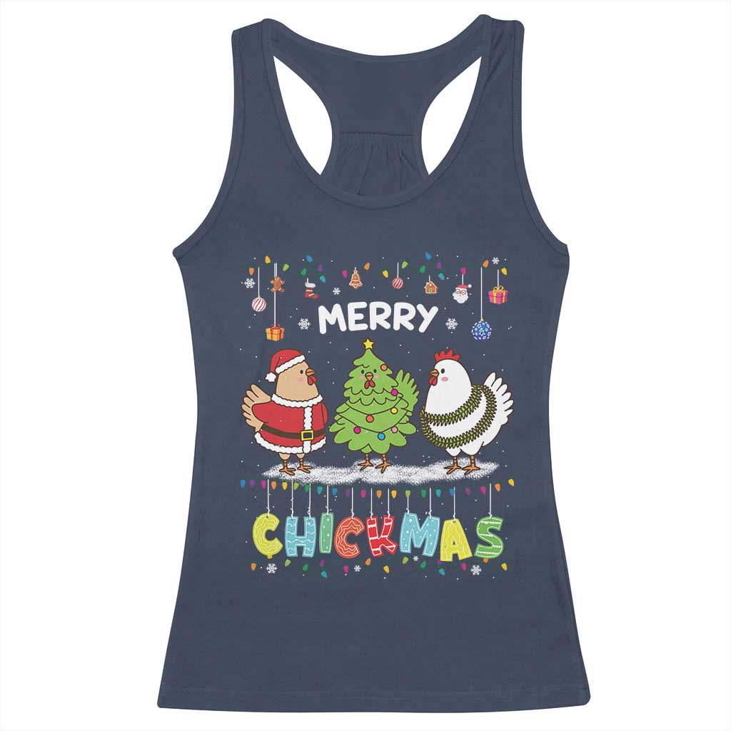 Christmas Chickens Racerback Tank Top Lover Gift Farm Gift Merry Chickmas TS10 Navy Print Your Wear