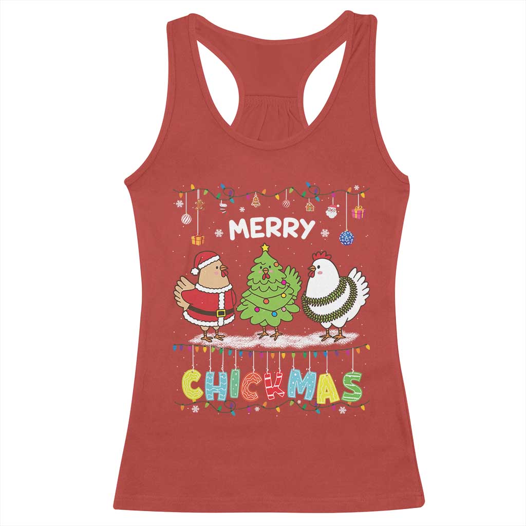 Christmas Chickens Racerback Tank Top Lover Gift Farm Gift Merry Chickmas TS10 Red Print Your Wear