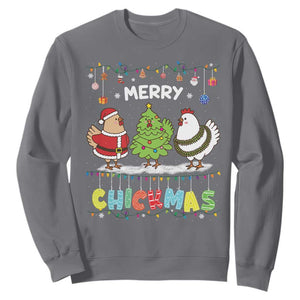 Christmas Chickens Sweatshirt Lover Gift Farm Gift Merry Chickmas TS10 Charcoal Print Your Wear