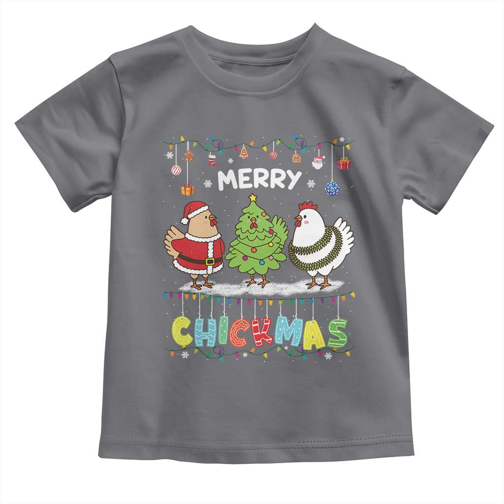 Christmas Chickens Toddler T Shirt Lover Gift Farm Gift Merry Chickmas TS10 Charcoal Print Your Wear