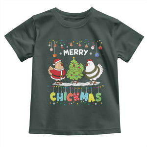 Christmas Chickens Toddler T Shirt Lover Gift Farm Gift Merry Chickmas TS10 Dark Forest Green Print Your Wear