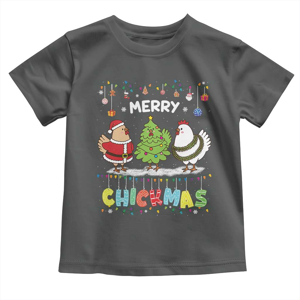 Christmas Chickens Toddler T Shirt Lover Gift Farm Gift Merry Chickmas TS10 Dark Heather Print Your Wear