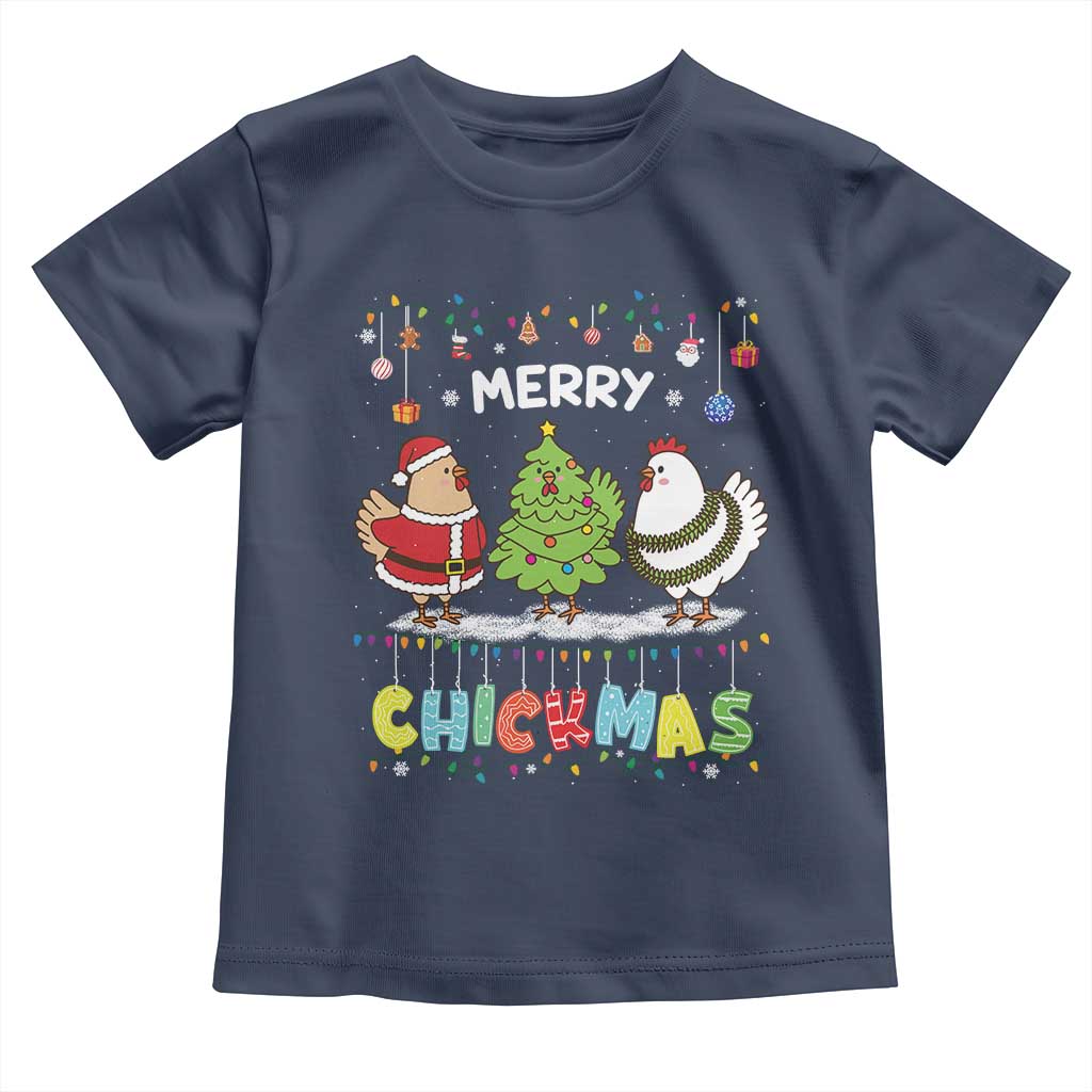 Christmas Chickens Toddler T Shirt Lover Gift Farm Gift Merry Chickmas TS10 Navy Print Your Wear