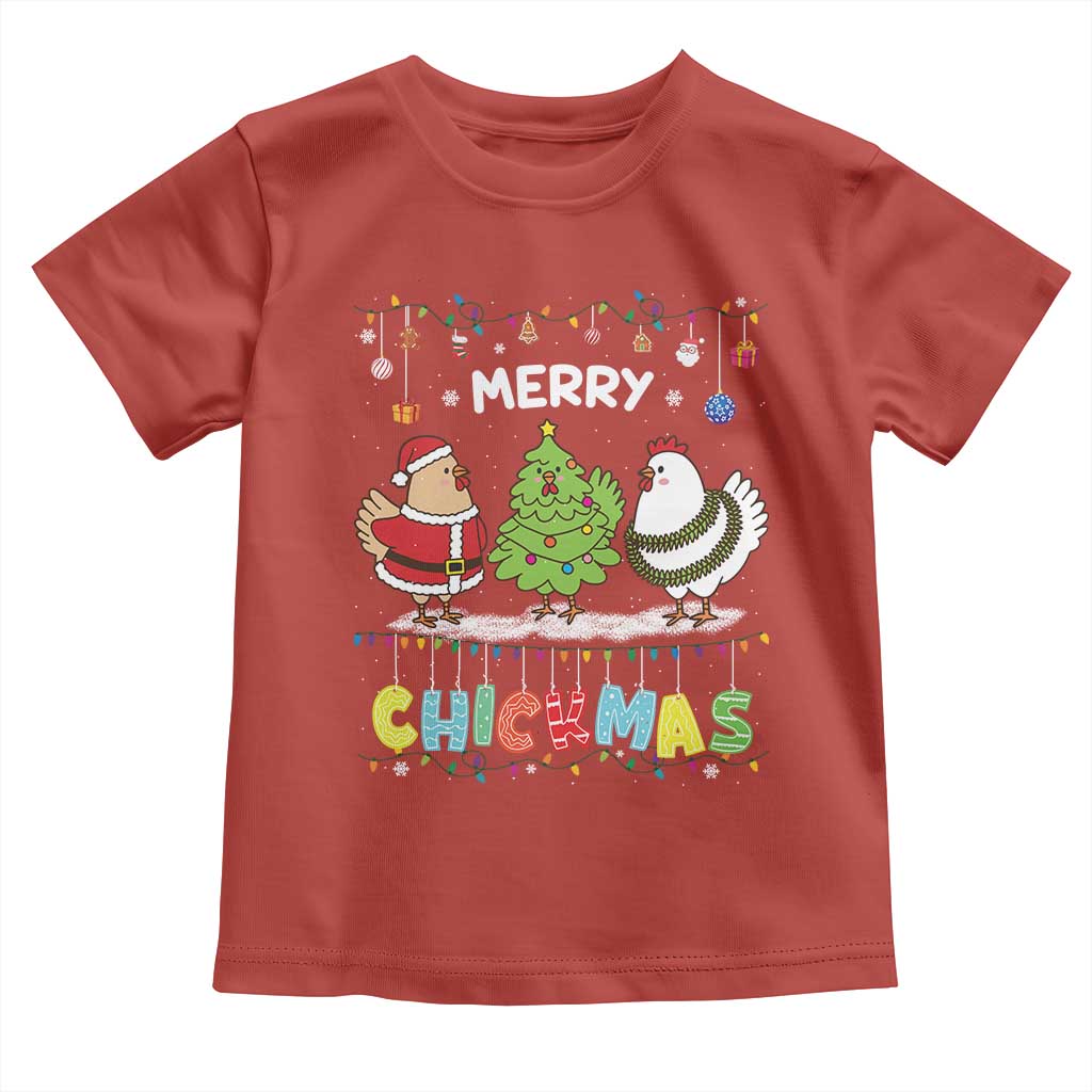 Christmas Chickens Toddler T Shirt Lover Gift Farm Gift Merry Chickmas TS10 Red Print Your Wear