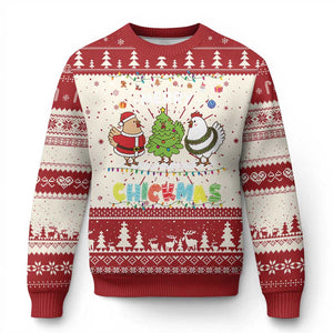 Chickens Ugly Christmas Sweater Lover Gift Farm Gift Merry Chickmas TS10 Red Print Your Wear