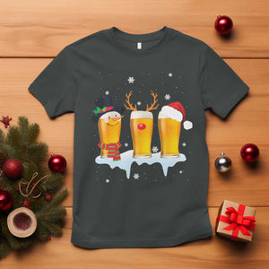 Funny Christmas Beer T Shirt Reindeer Santa Drinking Lovers TS10 Dark Heather Print Your Wear