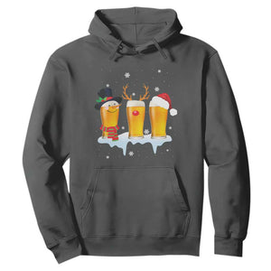 Funny Christmas Beer Hoodie Reindeer Santa Drinking Lovers TS10 Dark Heather Print Your Wear
