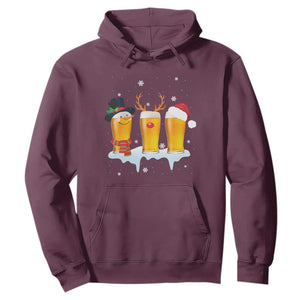 Funny Christmas Beer Hoodie Reindeer Santa Drinking Lovers TS10 Maroon Print Your Wear