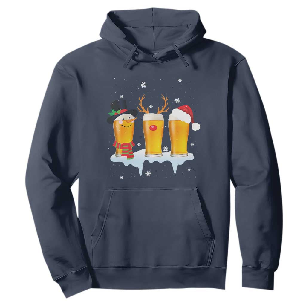 Funny Christmas Beer Hoodie Reindeer Santa Drinking Lovers TS10 Navy Print Your Wear