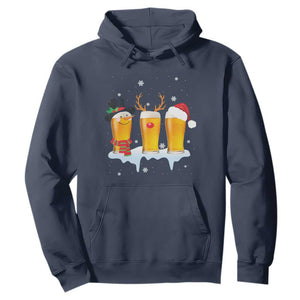 Funny Christmas Beer Hoodie Reindeer Santa Drinking Lovers TS10 Navy Print Your Wear