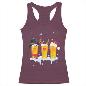 Funny Christmas Beer Racerback Tank Top Reindeer Santa Drinking Lovers TS10 Maroon Print Your Wear