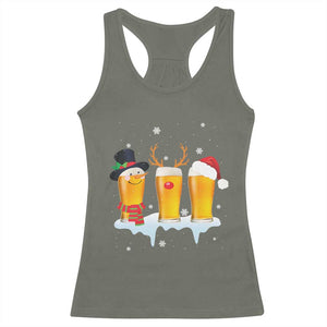 Funny Christmas Beer Racerback Tank Top Reindeer Santa Drinking Lovers TS10 Military Green Print Your Wear