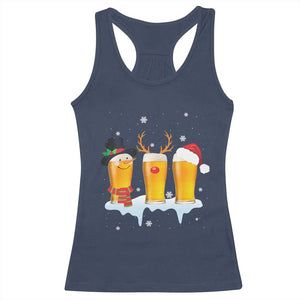 Funny Christmas Beer Racerback Tank Top Reindeer Santa Drinking Lovers TS10 Navy Print Your Wear