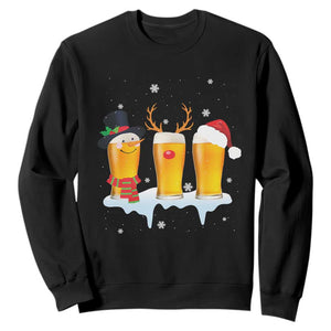 Funny Christmas Beer Sweatshirt Reindeer Santa Drinking Lovers TS10 Black Print Your Wear