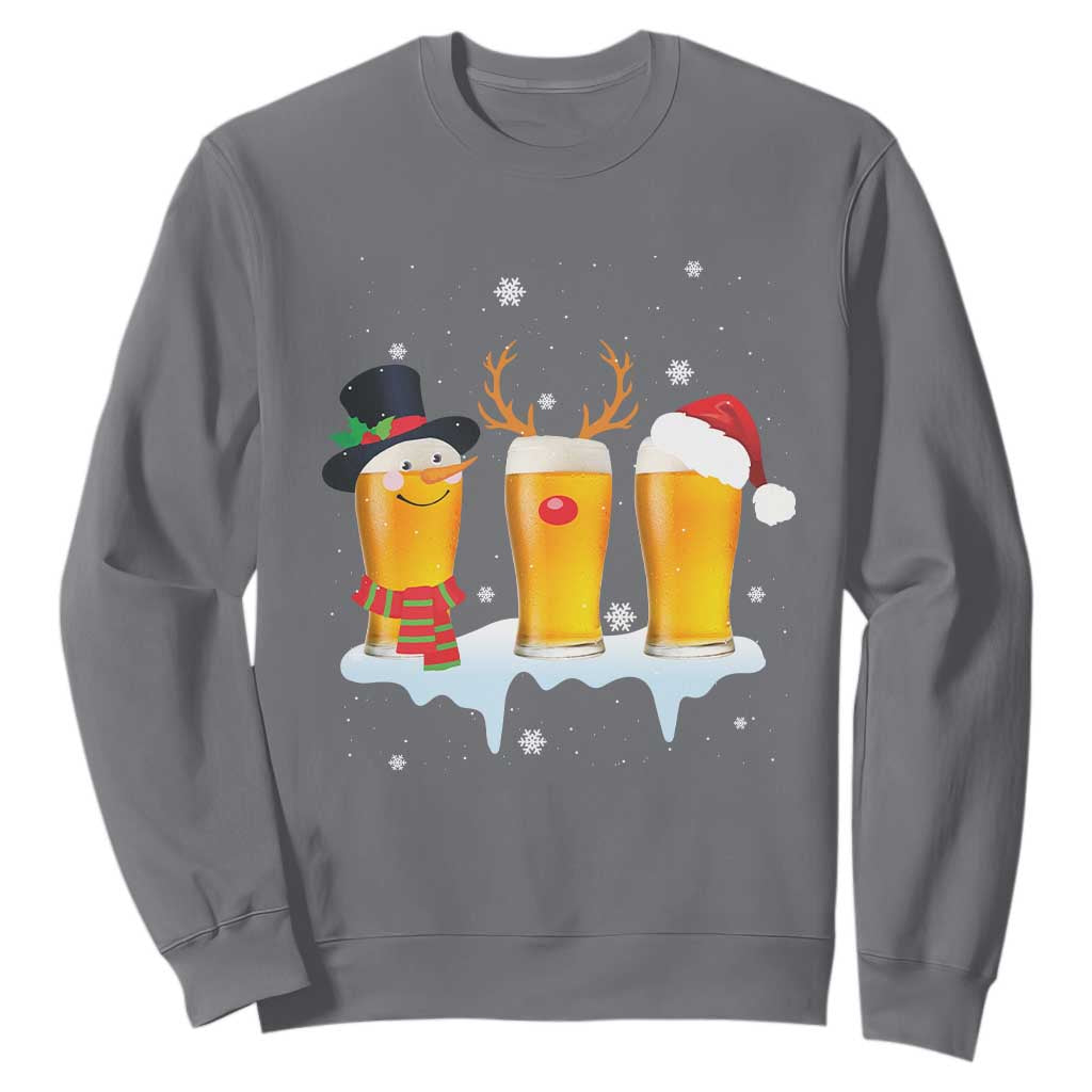 Funny Christmas Beer Sweatshirt Reindeer Santa Drinking Lovers TS10 Charcoal Print Your Wear