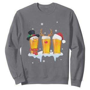 Funny Christmas Beer Sweatshirt Reindeer Santa Drinking Lovers TS10 Charcoal Print Your Wear