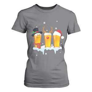 Funny Christmas Beer T Shirt For Women Reindeer Santa Drinking Lovers TS10 Charcoal Print Your Wear