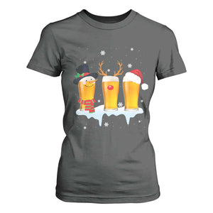 Funny Christmas Beer T Shirt For Women Reindeer Santa Drinking Lovers TS10 Dark Heather Print Your Wear